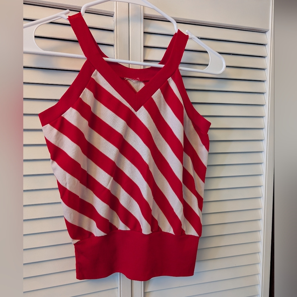 1970 Red and White Striped Top